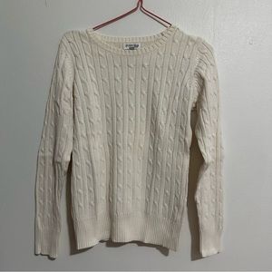 St. John’s Bay White Cream Cable Knit Sweater Size M
